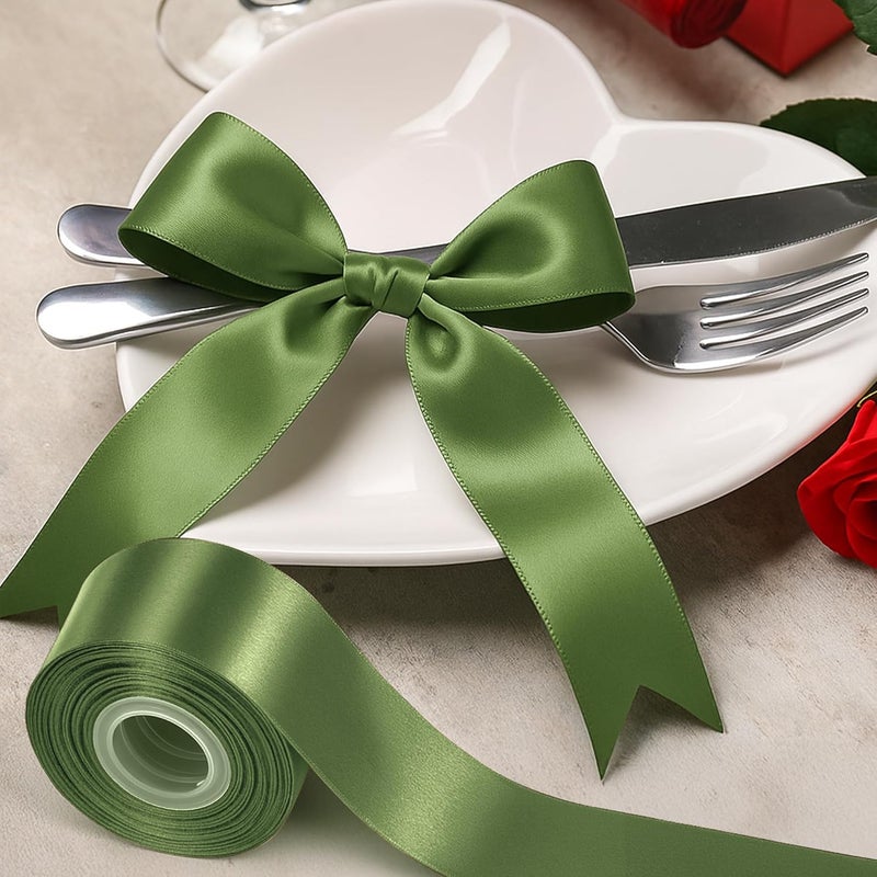 Fullive Army Green Christmas Ribbon, 1 1/2 Inch 30 Yards Ribbons for Crafts, Polyester Satin Ribbon for Gift Wrapping for St. Patrick's Day Christmas Decorations Wrapping Bouquet Floral Arrangements - Image 5